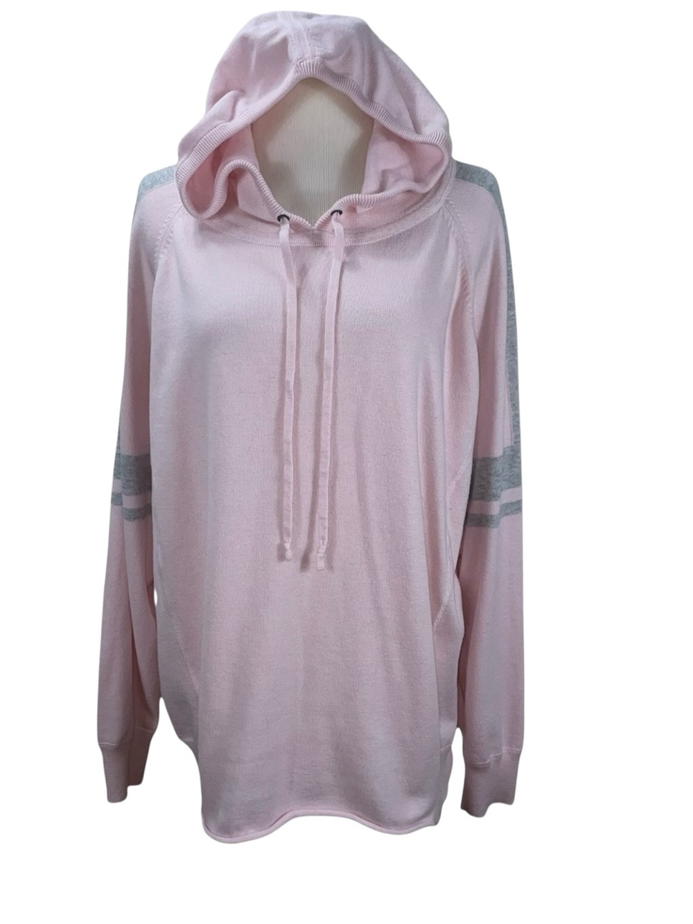 Athleta Pink Hoodie Sweatshirt Long Sleeve Knit Top Size L Pocket Light